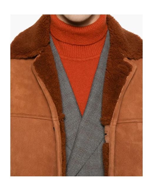 Tagliatore Brown Long-Sleeved Short Coat for men