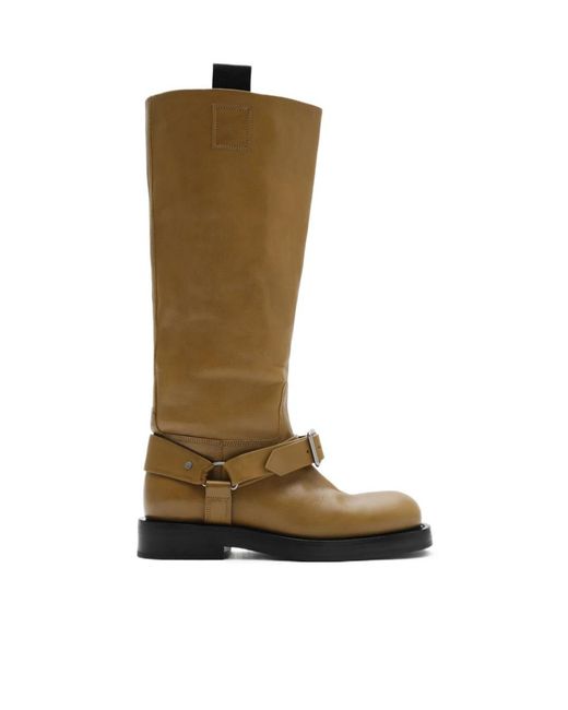 Burberry Green Leather Saddle High Boots
