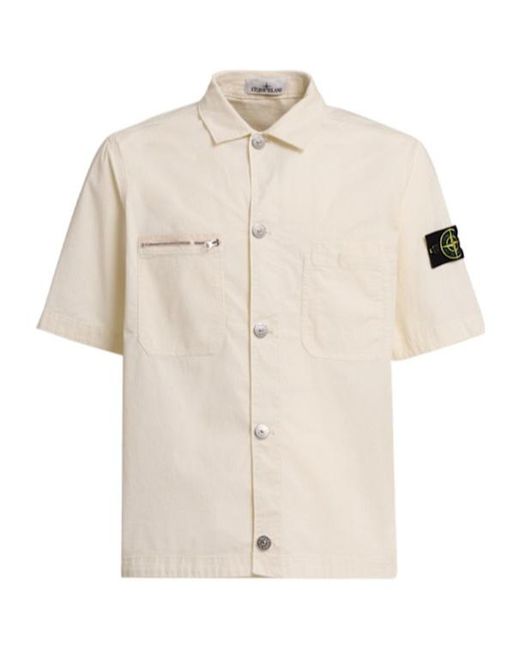 Stone Island White Frontbutton Shirt for men