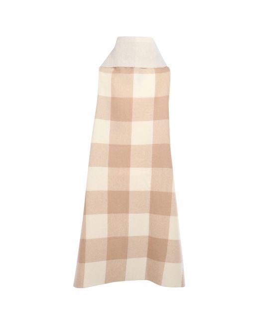 Dondup Natural Checked Fringed-Edge Cape