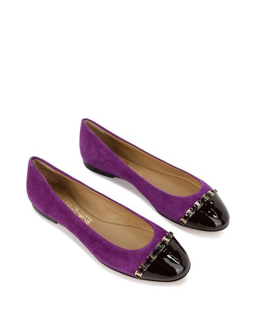 Ferragamo Purple Spliced Ballet Shoes
