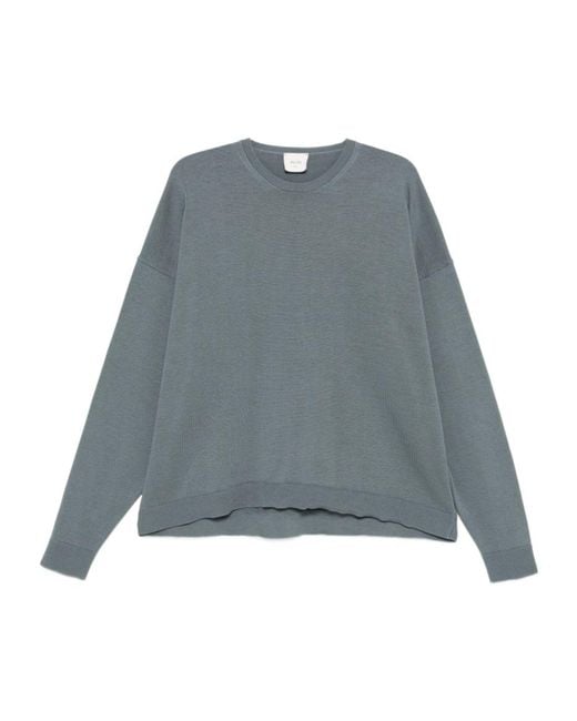 Alysi Gray Cotton Crewneck Sweater