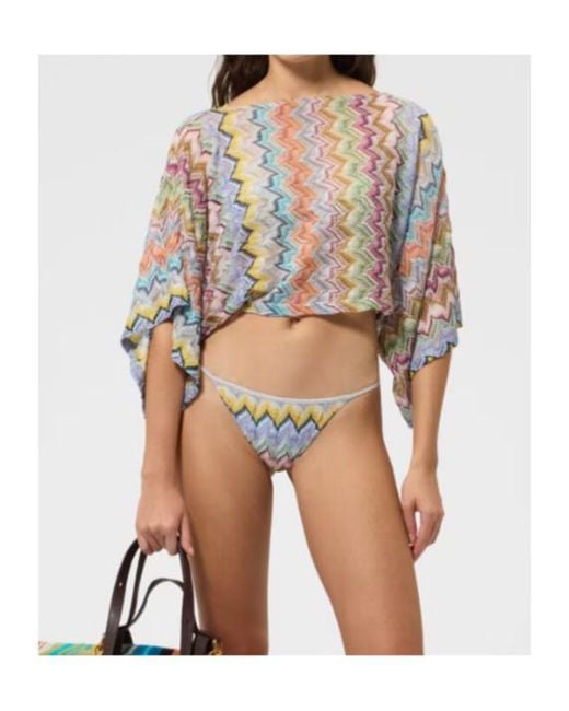 Missoni White Zig Zag Patterned Cropped Beach Top