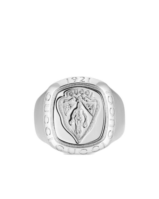 Gucci White Crest Signet Ring for men