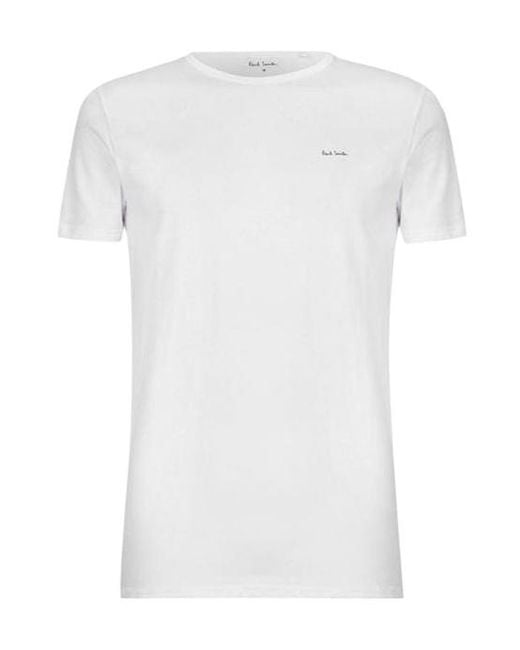 Paul Smith White Logo Crew Neck T-Shirt for men