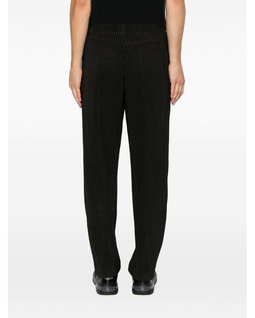 Homme Plissé Issey Miyake Black Pleated-Design Zip-Detailing Trousers for men