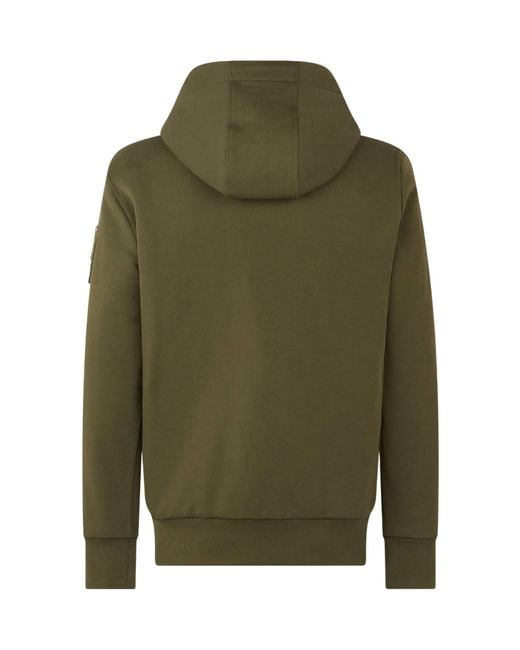 Moose Knuckles Green Logo Plaque Zipped Drawstring Hoodie for men
