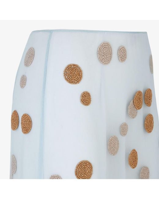 Fendi Blue Polka Dot Embellished Tulle Midi Skirt