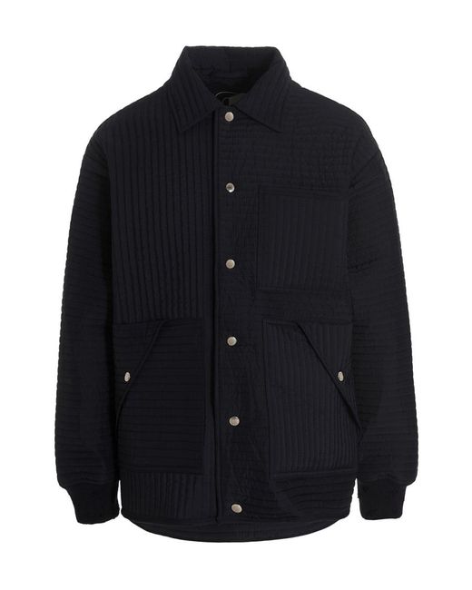 Khrisjoy Blue Logo-Patch Bomber Jacket for men