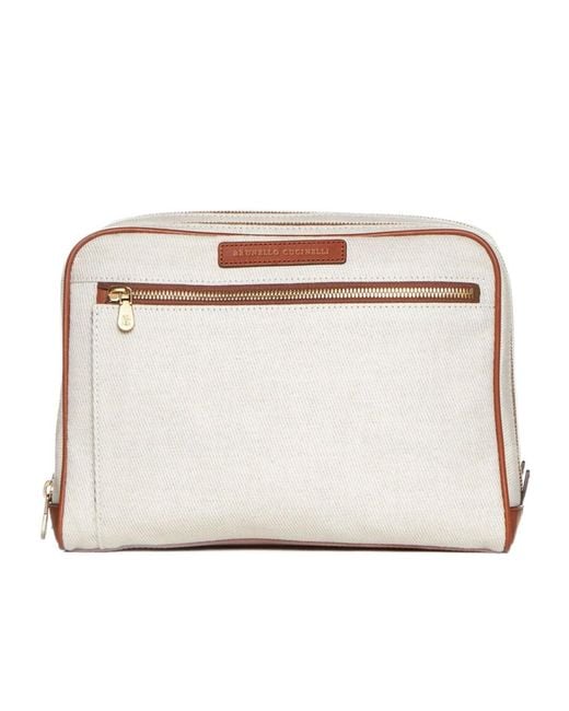 Brunello Cucinelli Natural Logo Patch Beauty Case for men