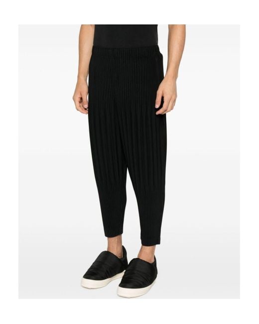Homme Plissé Issey Miyake Black Homme Plissé Issey Miyake Pleated Cropped Trousers for men