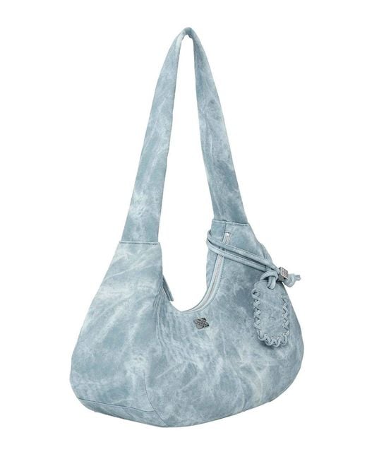 Ganni Blue Bleached Medium Hobo Bag