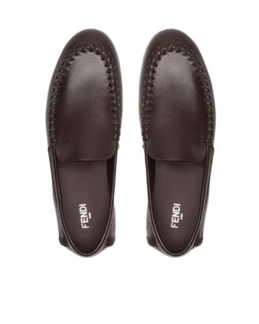 Fendi Brown Braided Ff Slip-On Loafers for men