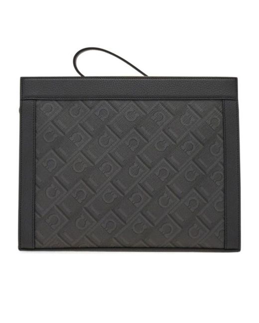 Ferragamo Black Ferragamo Monogram Zipped Pouch for men