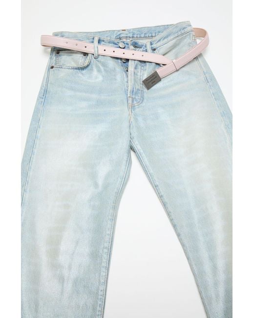 Acne White Engraved Logo Belt for men