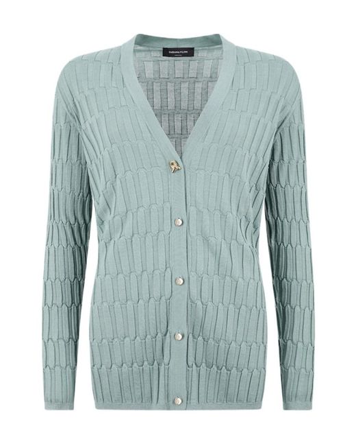 Fabiana Filippi Blue Long-Sleeved Knitted Cardigan