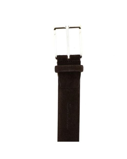 Santoni White Rectangular Buckle Leather Belt for men
