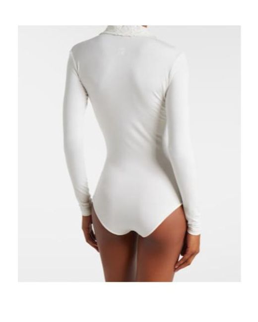 Magda Butrym White Embroidered Cotton-Blend Bodysuit