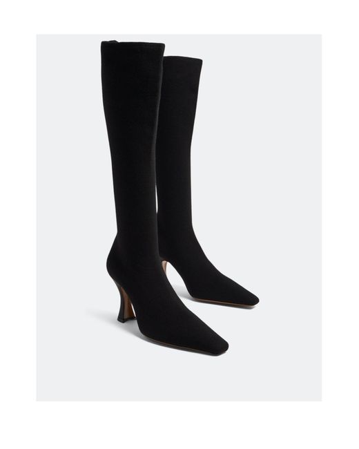 Neous Black Stretch Knitted Boots