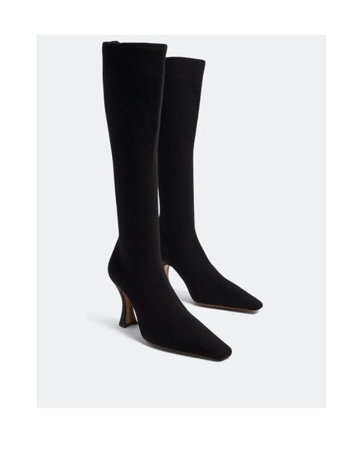 Neous Black Stretch Knitted Boots