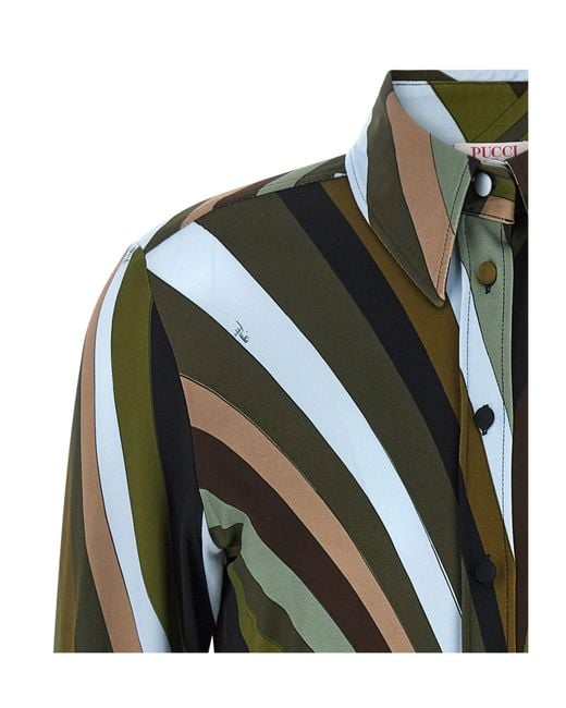 Emilio Pucci Green Pucci Printed Button-Up Shirt