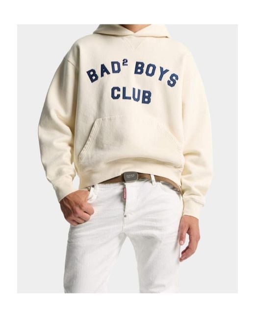 DSquared² White Bad Boys Club Cropped Hoodie for men