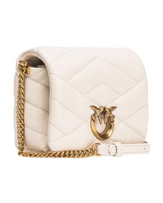 Pinko Natural Love Birds Buckle Quilted Shoulder Bag