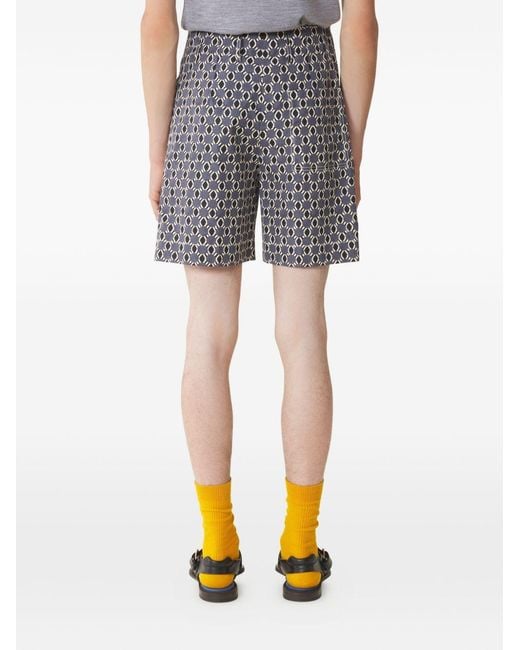 Lanvin Gray Geometric Print Shorts for men