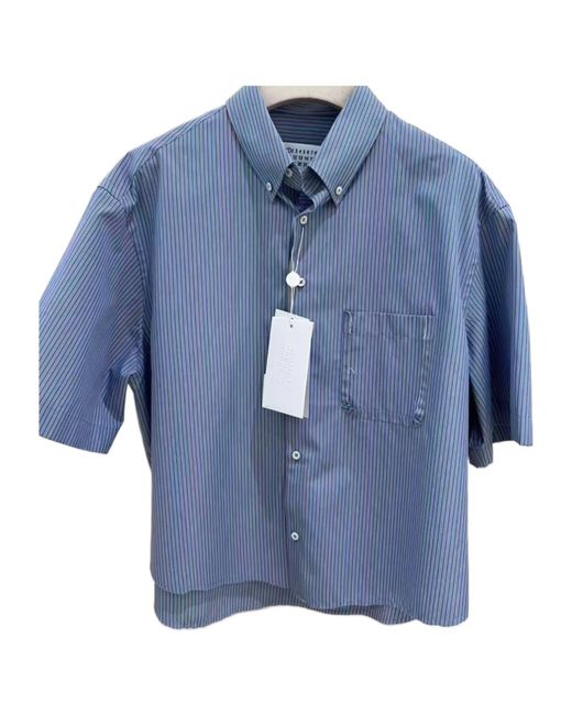 MM6 by Maison Margiela Blue Maison Margiela Striped Frayed Hem Shirt