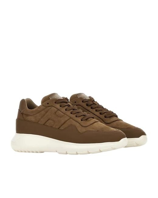 Hogan Brown Interactive 3 Lace-Up Sneakers for men
