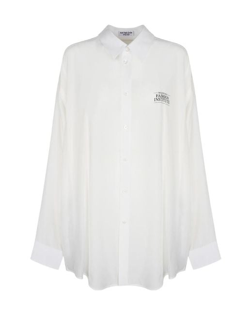 Balenciaga White Fashion Institute Long-Sleeved Shirt