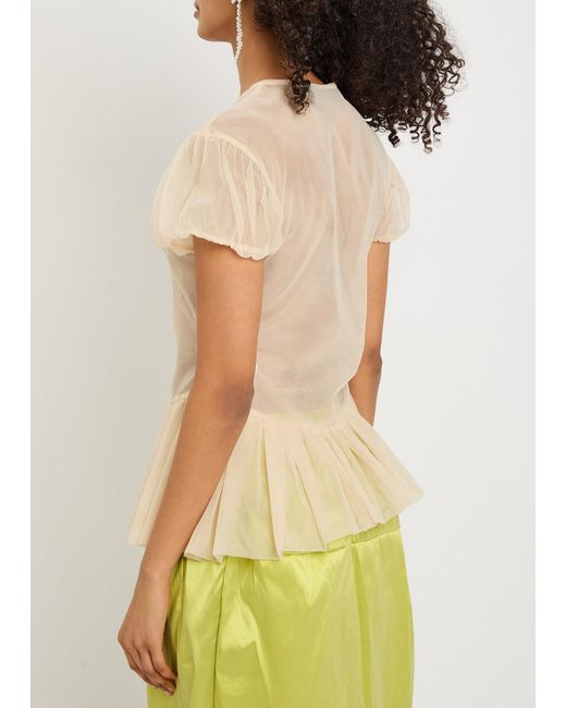 Simone Rocha Natural Ballet Embellished Sheer Chiffon Blouse