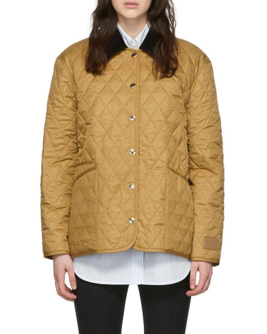 Burberry Brown Diamond Quilted Button-Up Jacket