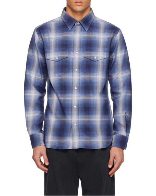 Tom Ford Blue Checked Shirt for men