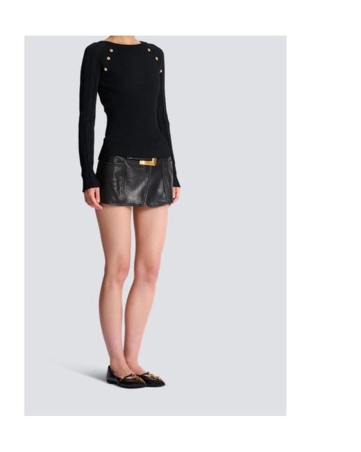 Balmain Black Buttons Knit Top