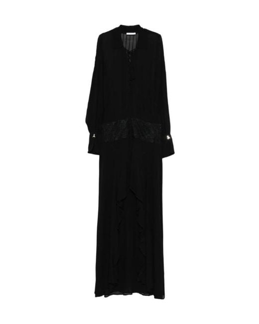 Patrizia Pepe Black Lace-Detail Asymmetric Dress