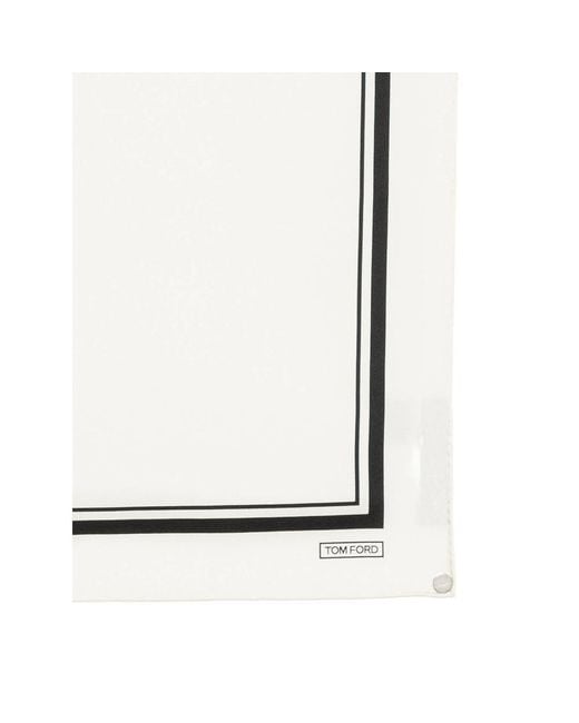 Tom Ford White Silk Frame Pocket Square