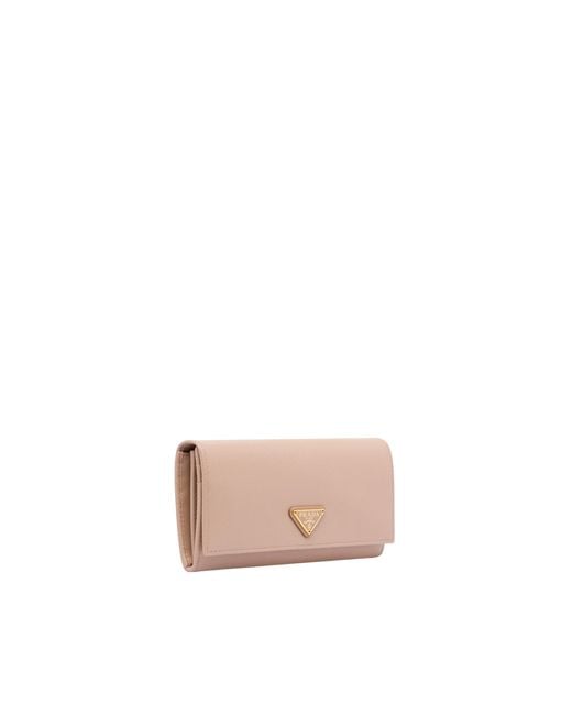 Prada Pink Logo Plaque Fold Continental Wallet