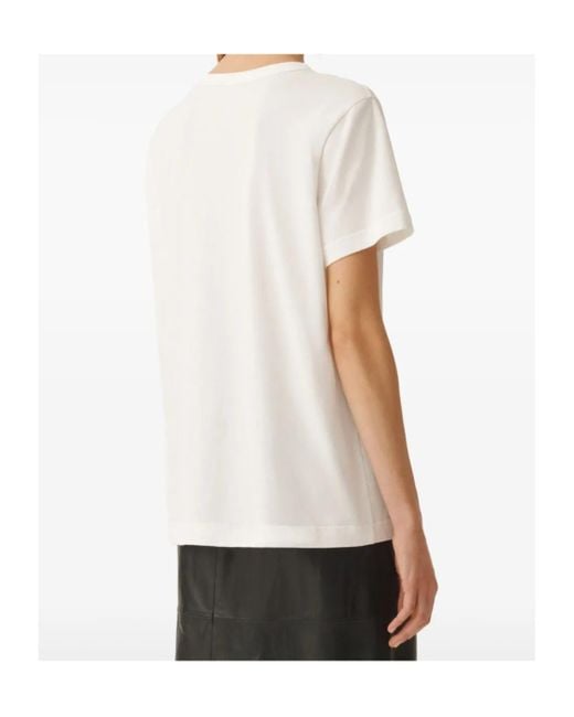 Fabiana Filippi White Rocks Beading Short-Sleeved Basic T-Shirt