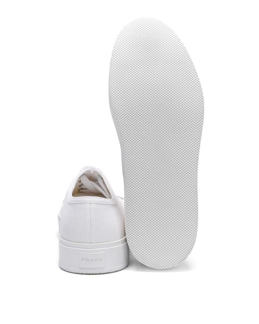 Prada White Strap-Up Casual Sneakers for men