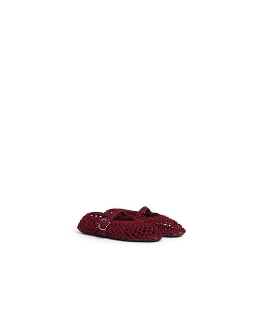 Alaïa Red Alaïa Woven Buckled Flat Shoes