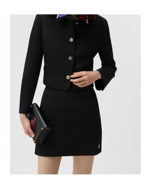 Versace Black Medusa-Button Cropped Jacket