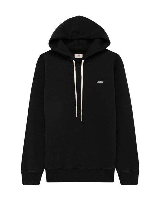 Autry Black Embroidered Logo Hoodie for men