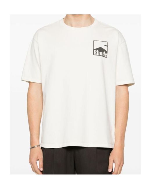 Rhude White Logo Graphic T-Shirt for men