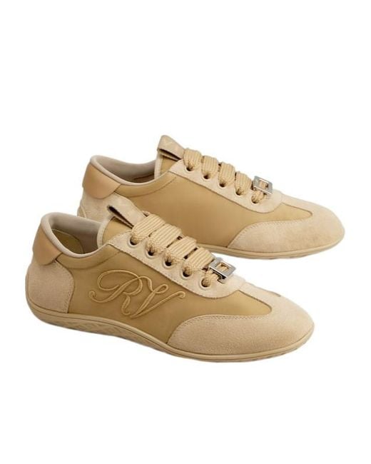 Roger Vivier Natural Viv Low Embroidered-Logo Sneakers