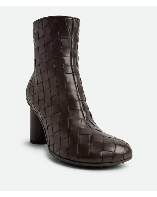 Bottega Veneta Brown Intrecciato Atomic Ankle Boots