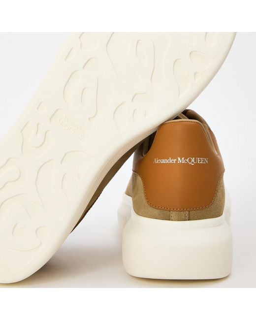 McQueen Brown Oversized Leather Trainers for men