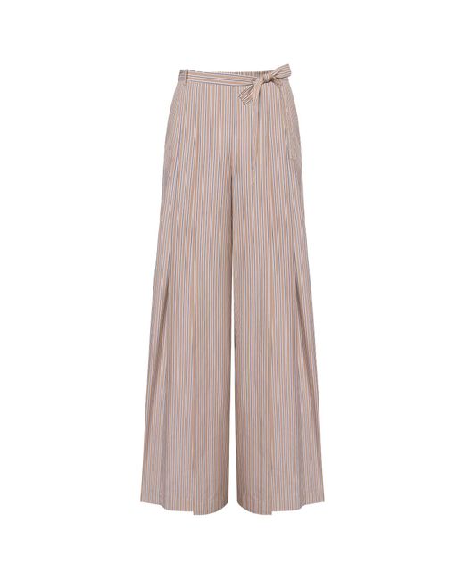 Alberta Ferretti Multicolor Striped Pleated Wide-Leg Trousers