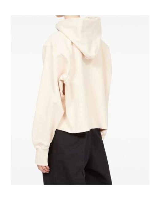 Maison Margiela Natural Logo Detailed Raw-Cut Hem Hoodie