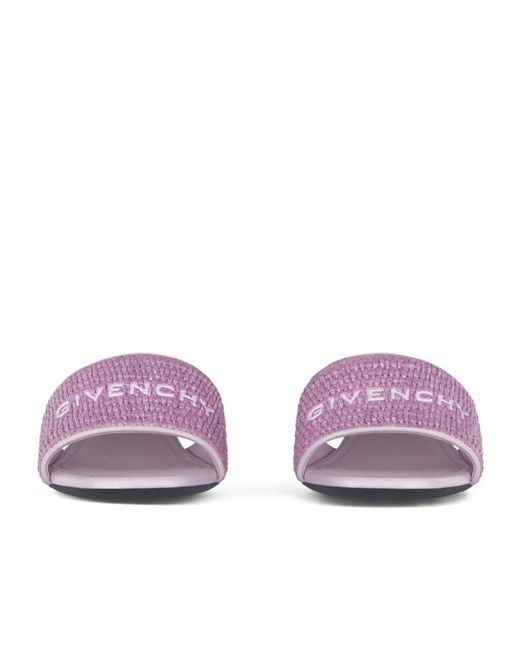 Givenchy Pink Logo Embroidered Woven Slip-On Mules